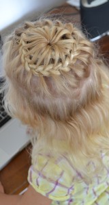 lace braid headband into starburst braid half up do