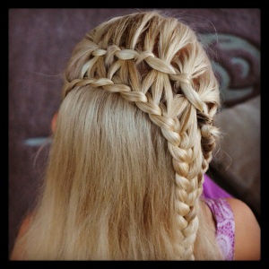 Waterfall braid into a different kind of ladder braid
