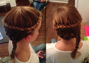 Lace braid around the head into a french braid