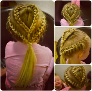 Heart braid french braid ponytail