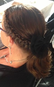 two lace braids into a ponytail