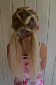 different pigtails, gymnastics hair, back to school hair
